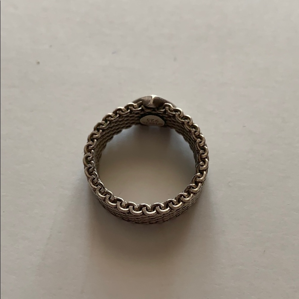 Tiffany & Co. Silver Mesh Heart Ring on Tiffany Blue Pouch - Picture 5 of 6